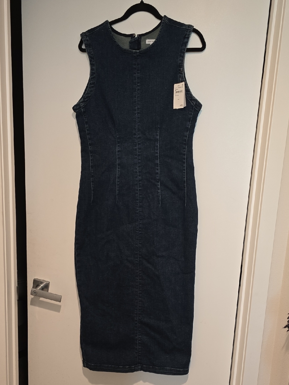 Good American Sleeveless Dark Denim Midi Dress - Navy